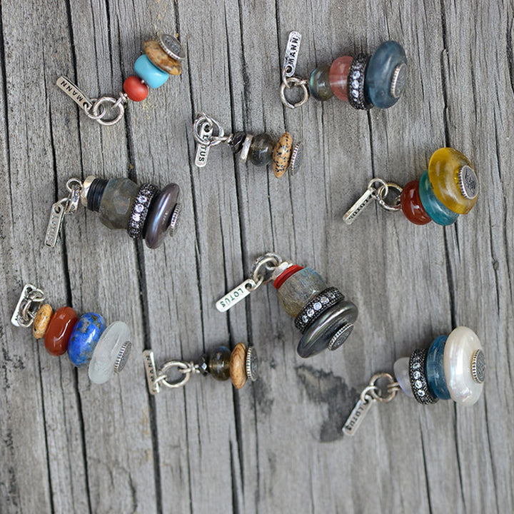 Buddha Stones Zen Cairn Labradorite Various Crystals Calm Pendant Necklace - image 2