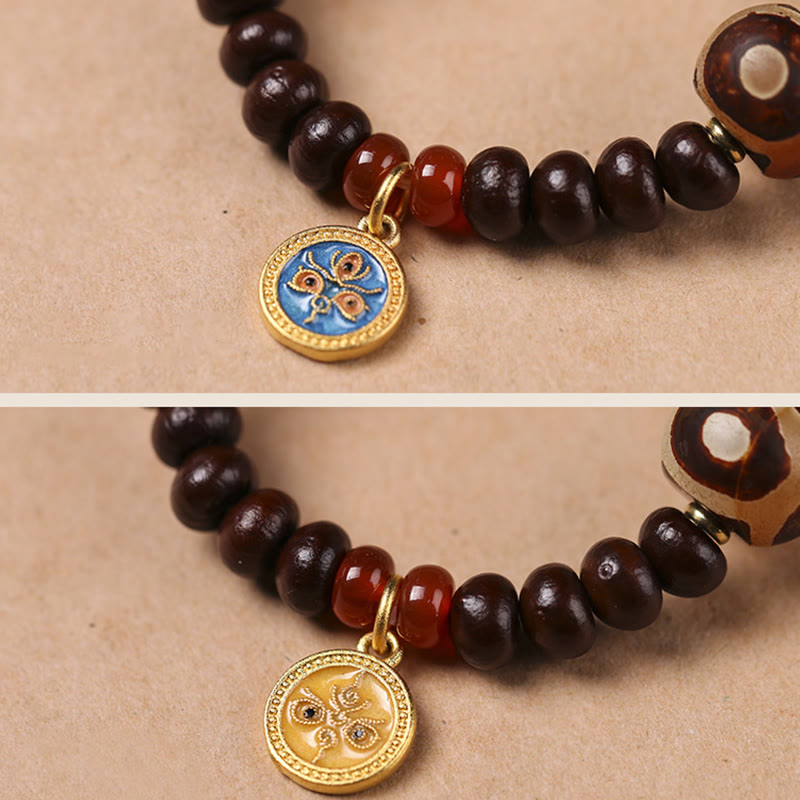 Buddha Stones Natural Tibet Purple Bodhi Seed Dzi Bead God of Wealth Wisdom Bracelet - image 10