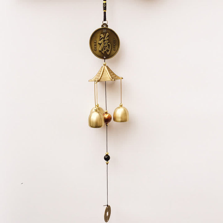 Buddha Stones Blessing Letter Elephant Bagua Auspicious Coin Wall Hanging Chime Bell Handmade Home Decoration - image 3