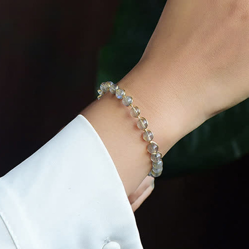 Buddha Stones Natural Moonstone 14K Gold Healing Positive Bracelet - image 2