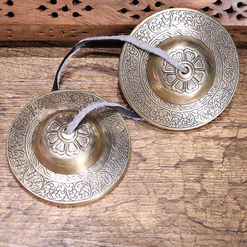 Buddha Stones Tibetan Tingsha Bell Auspicious Cloud Six True Words Copper Wealth Decoration - image 0