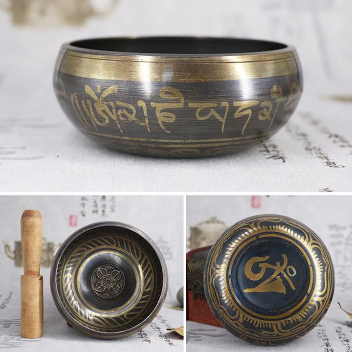 Buddha Stones Tibetan Meditation Bowl for Healing and Mindfulness Om Mani Padme Hum Singing Bowl - image 15