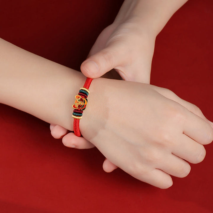 Buddha Stones Handmade 925 Sterling Silver Year of the Dragon Cute Chinese Zodiac Luck Braided Red Bracelet - image 10
