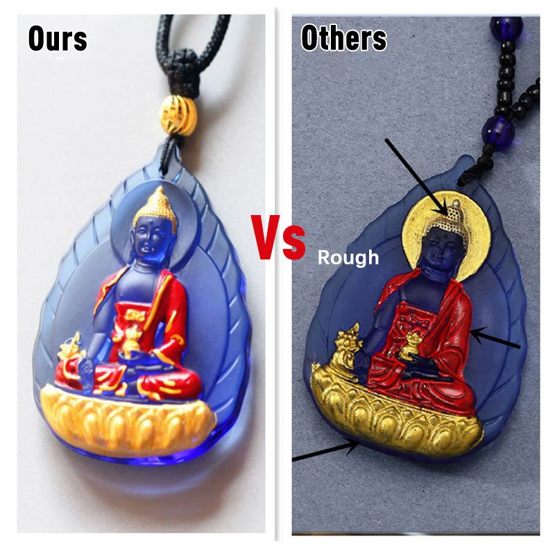 Buddha Stones Tibet Medicine Buddha Liuli Crystal Compassion Necklace Pendant - image 8