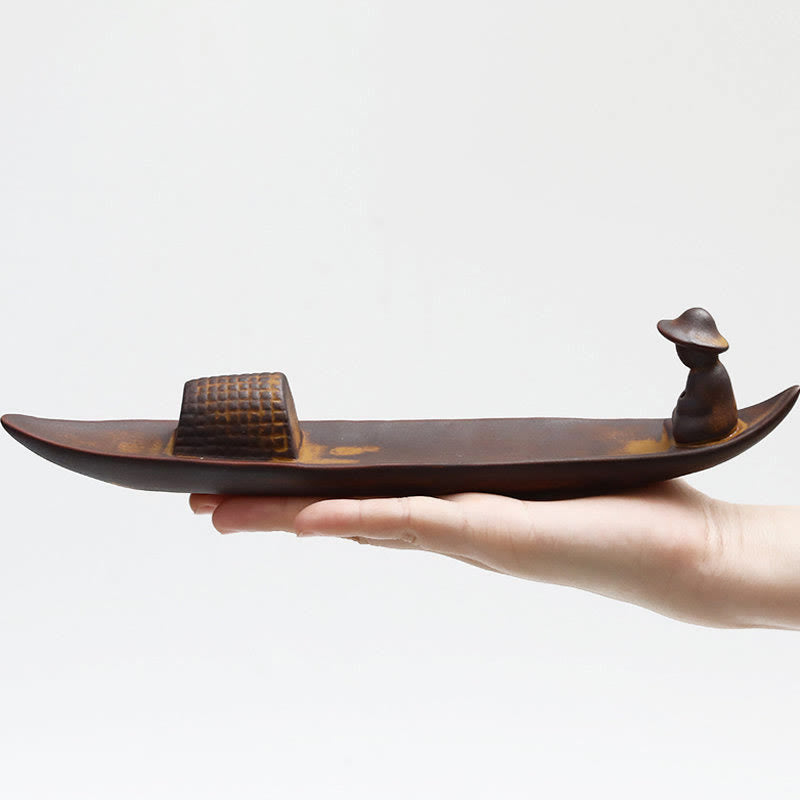 Buddha Stones A Lonely Fisherman Afloat Ceramic Healing Incense Burner - image 10