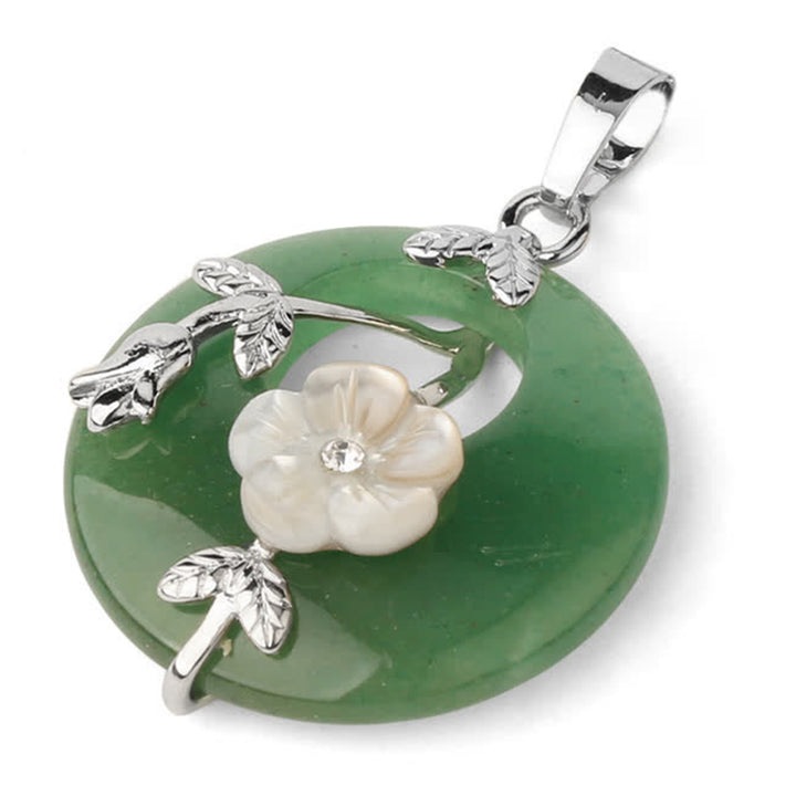 Buddha Stones Various Crystal Amethyst Green Aventurine Flower Healing Necklace Pendant - Green Aventurine - image 4