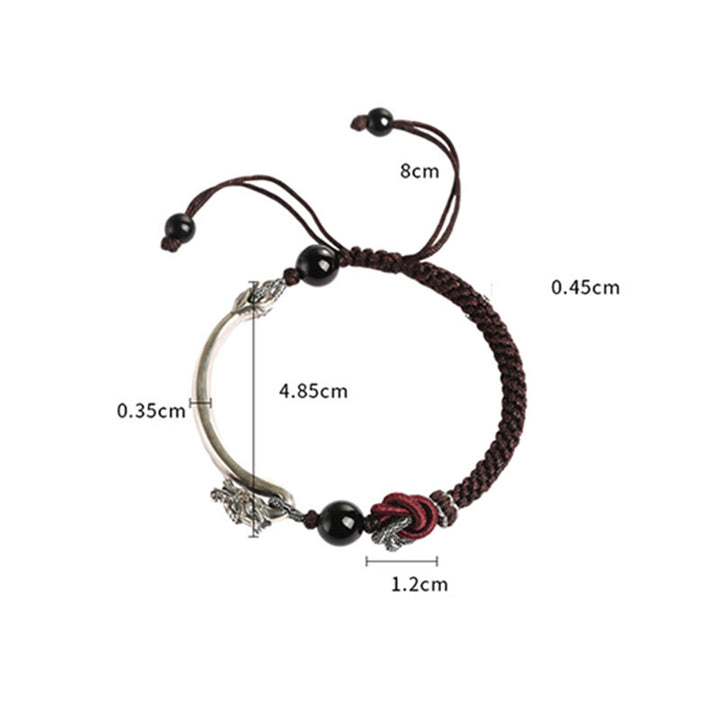 Buddha Stones 925 Sterling Silver Auspicious Dragon Success Handcrafted Braided Bracelet - image 11