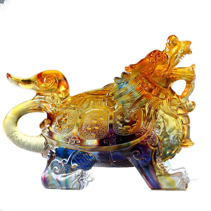Feng Shui Dragon Turtle Handmade Liuli Crystal Art Piece Home Office Decoration - image 4