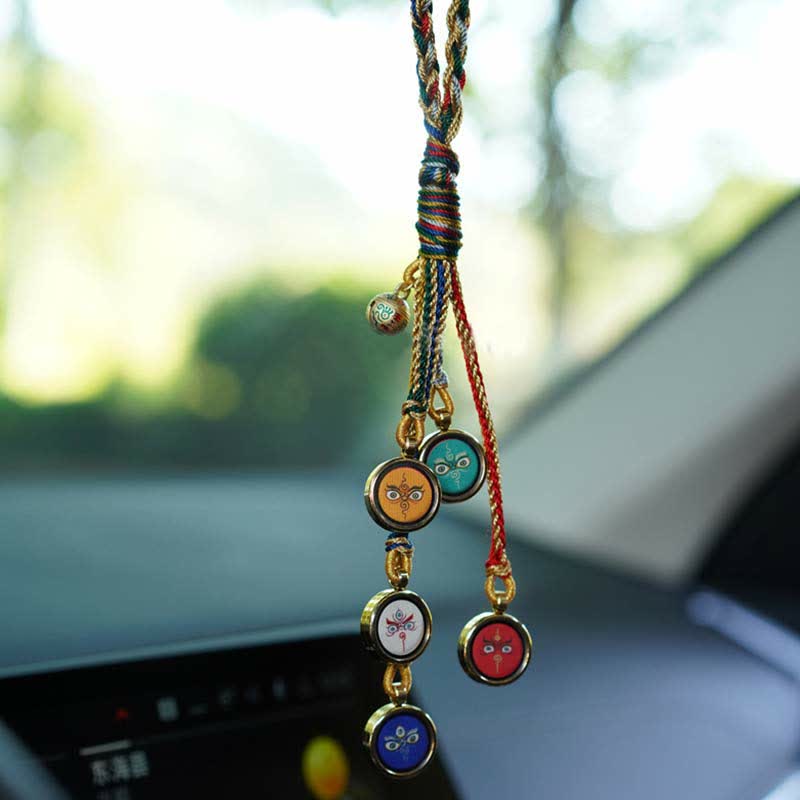 Tibet Handmade Five God Of Wealth Thangka Protection Wall Car Hanging Decoration - image 1