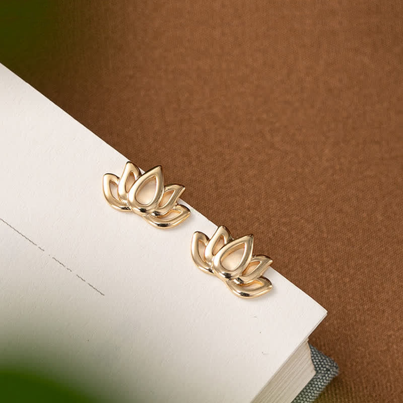 Buddha Stones 925 Sterling Silver Lotus Flower Blessing Earrings - image 5