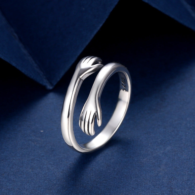 Buddha Stones 925 Sterling Silver Love Hug Thumb Ring - image 1