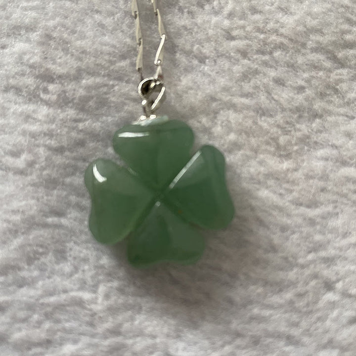 Buddha Stones 925 Sterling Silver Green Aventurine Four Leaf Clover Luck Leather Rope Necklace Pendant - 2.4*0.7cm Pendant&925 Sterling Silver Chain - image 9