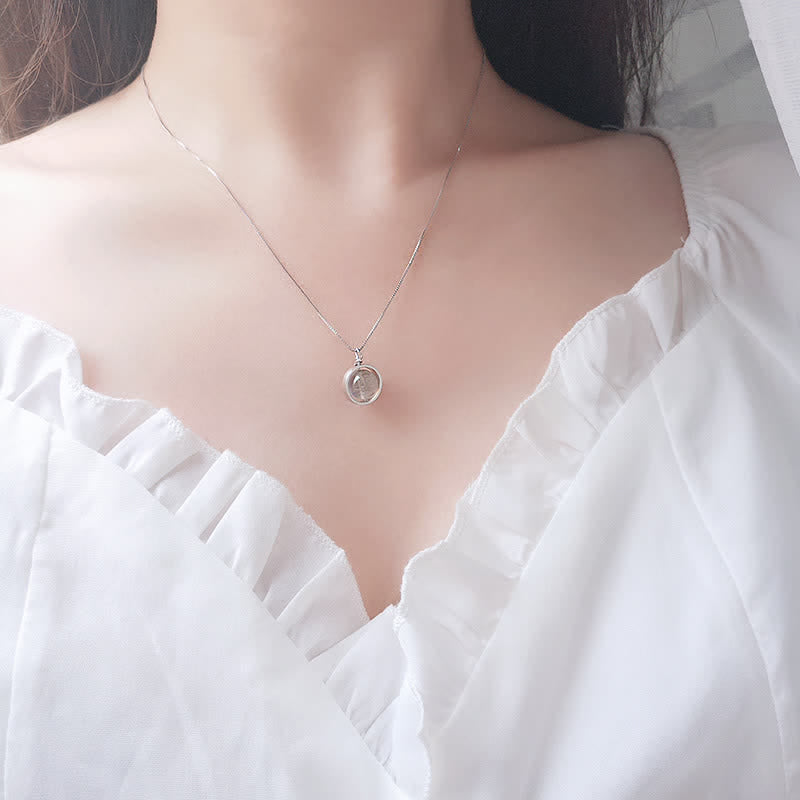 Buddha Stones 925 Sterling Silver Moonstone Love Planet Rotatable Pattern Necklace Pendant - image 5