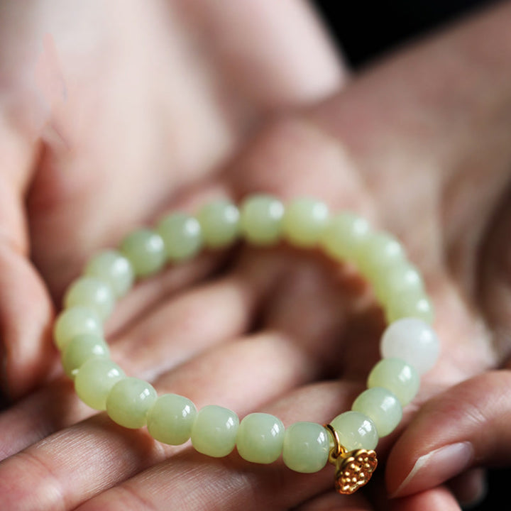 Buddha Stones Jade Lotus Abundance Adjustable Bracelet - image 2