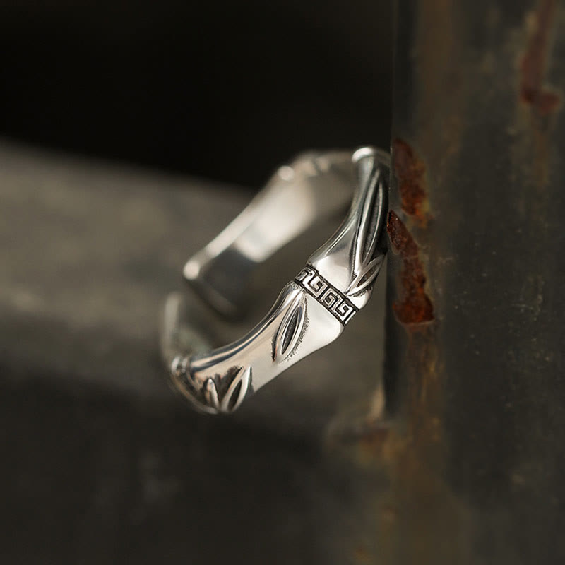 Buddha Stones Simple Bamboo Design Copper Luck Wealth Adjustable Ring - image 4