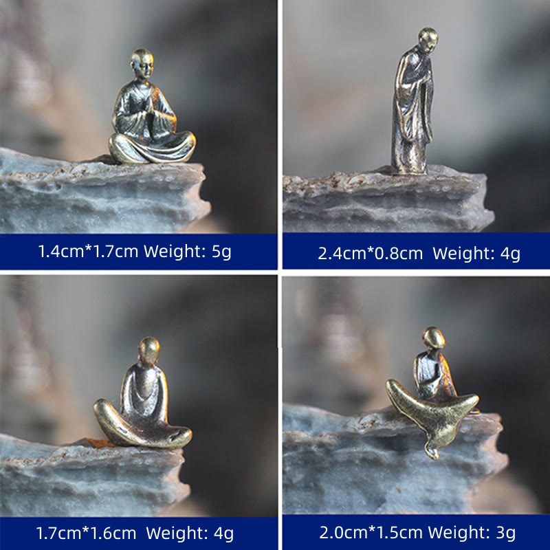 Buddha Stones Mini Meditation Buddha Metal Monk Serenity Home Decoration - image 8
