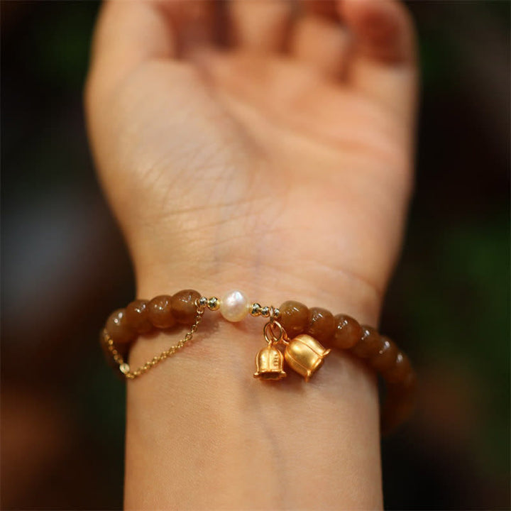 Buddha Stones 925 Sterling Silver Natural Hetian Jade Lily Of The Valley Charm Bracelet - image 2