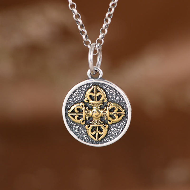 Buddha Stones 925 Sterling Silver Double Dorje Vajra Blessing Necklace Pendant - Dorje/Vajra(Enlightenment♥Spiritual Power) - image 0