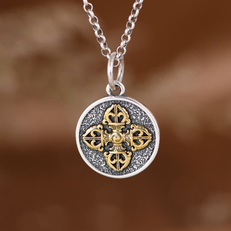 Buddha Stones 925 Sterling Silver Double Dorje Vajra Blessing Necklace Pendant - Dorje/Vajra(Enlightenment♥Spiritual Power) - image 0