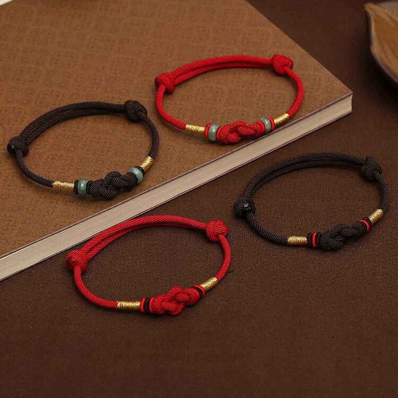 Buddha Stones Red String Jade Luck Fortune Knot Braided Couple Bracelet - image 13