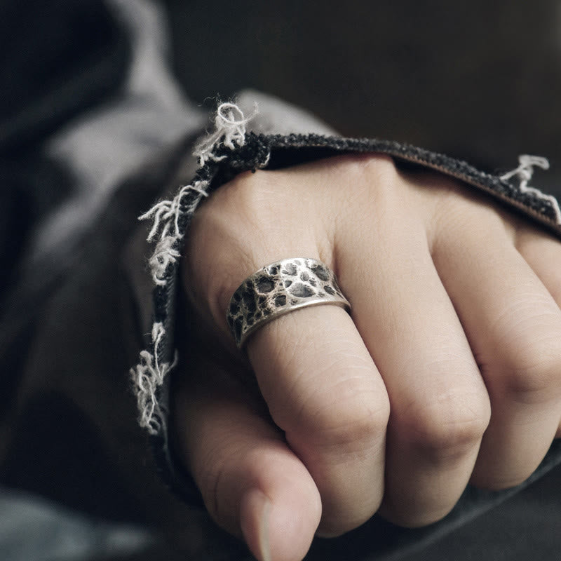 Buddha Stones 925 Sterling Silver Bump Texture Design Protection Ring - image 3