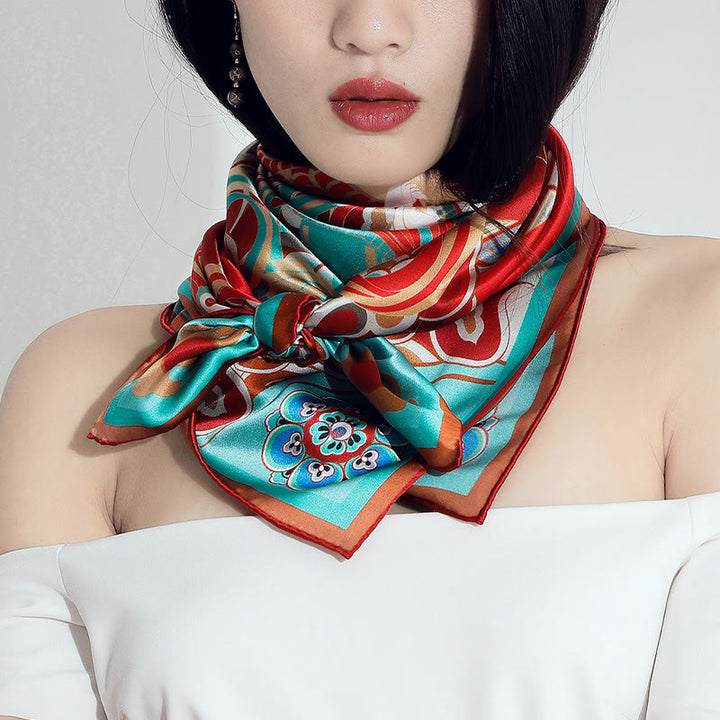 Buddha Stones Dunhuang Rebound Pipa Flying Frescoes 100% Mulberry Silk Scarf Premium Grade 6A Dunhuang Shawl - image 3