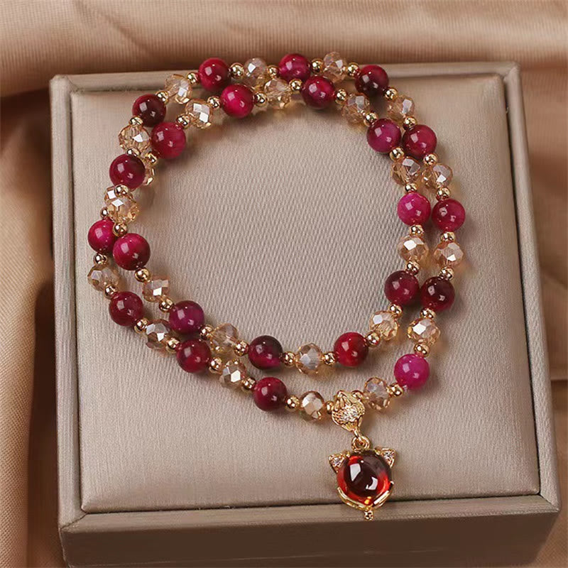 Buddha Stones Red Tiger Eye Fox Protection Double Wrap Bracelet - image 1
