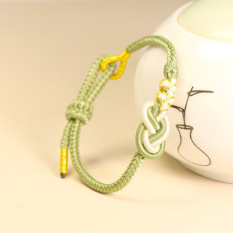 Buddha Stones Handcrafted Eight Thread Peace Knot Peach Blossom Knot Luck Connection Bracelet - image 1
