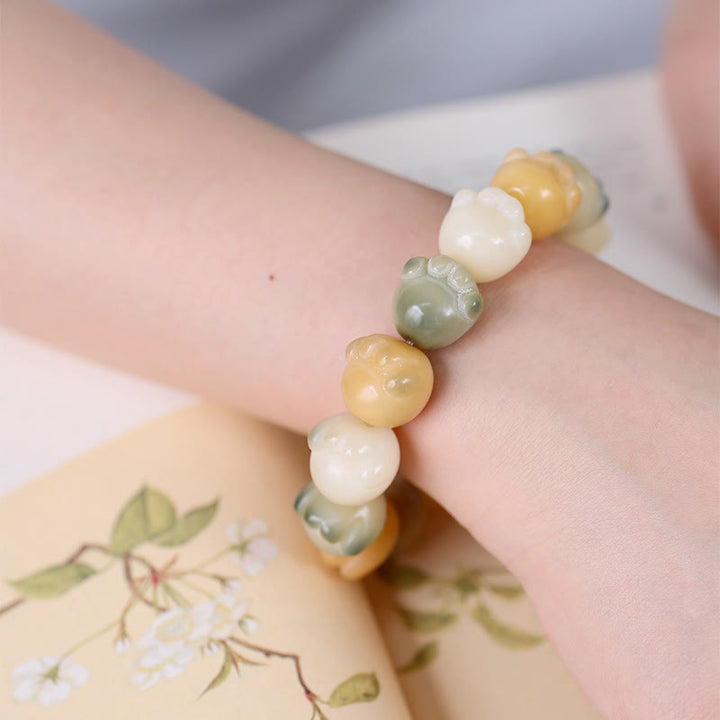 Buddha Stones Multilayered Bodhi Seed Cute Cat Paw Calm Harmony Bracelet - image 5