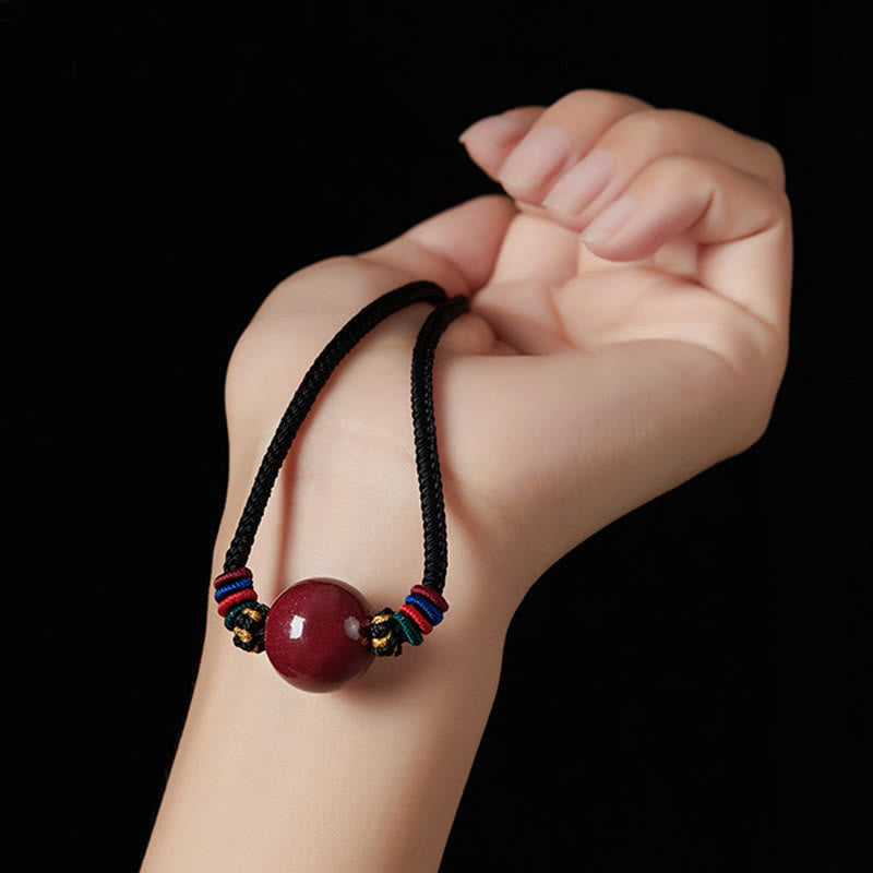 Buddha Stones Cinnabar Bead Blessing String Necklace Pendant - image 1
