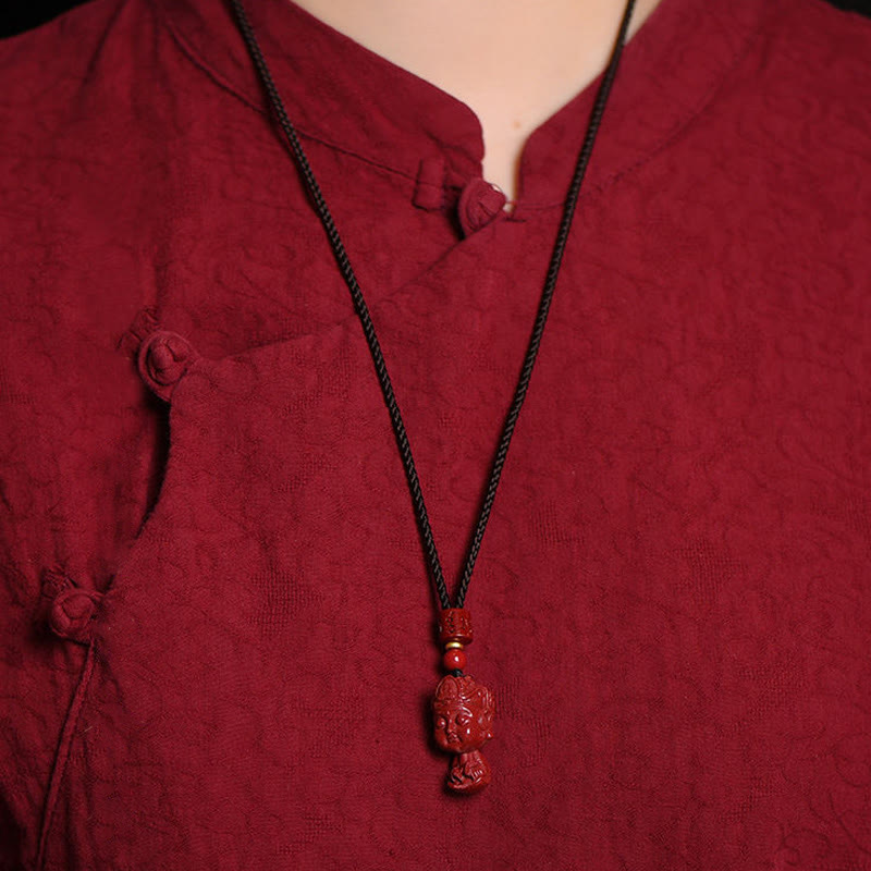 Buddha Stones Chinese Zodiac Natal Buddha Natural Cinnabar Amulet Keep Away Evil Spirits Necklace Pendant - image 15