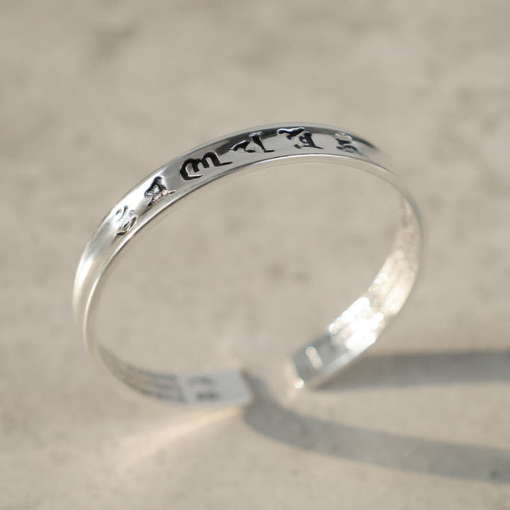 Buddha Stones Tibetan Mantra White Copper Bracelet - image 3