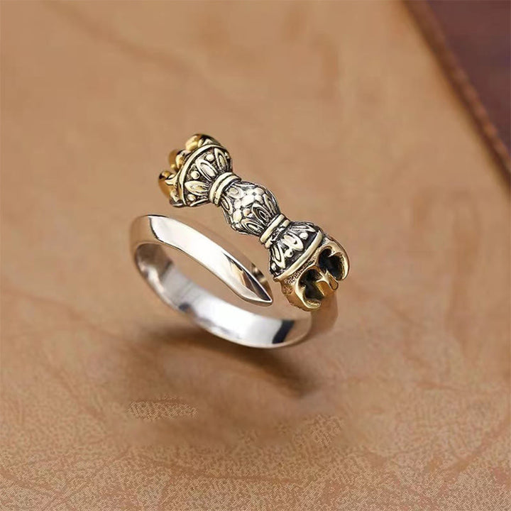 Buddha Stones Tibetan Dorje Vajra Engraved Design Copper Luck Wealth Adjustable Ring - Dorje/Vajra(Enlightenment♥Spiritual Power) - image 0