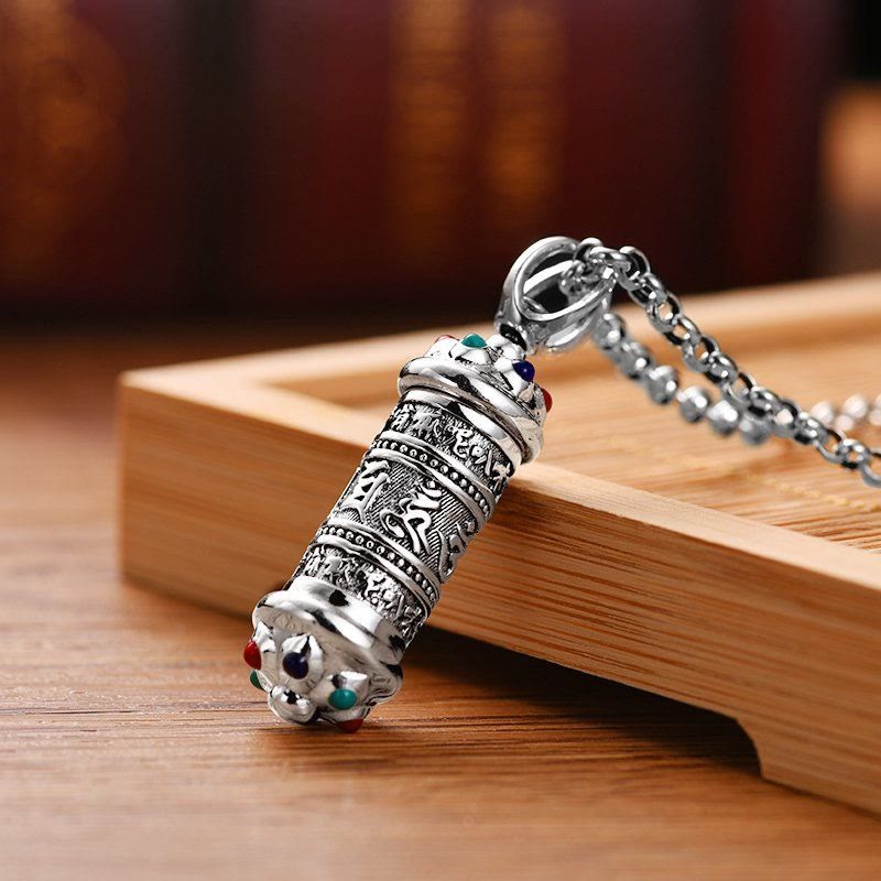 Buddha Stones Tibetan Om Mani Padme Hum Focus Necklace Pendant - image 1