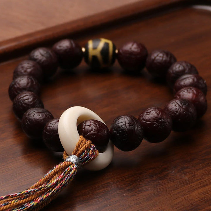 Buddha Stones Tibetan Bodhi Seed Agate Bead Luck Wealth Tassel Charm Wrist Mala - image 9