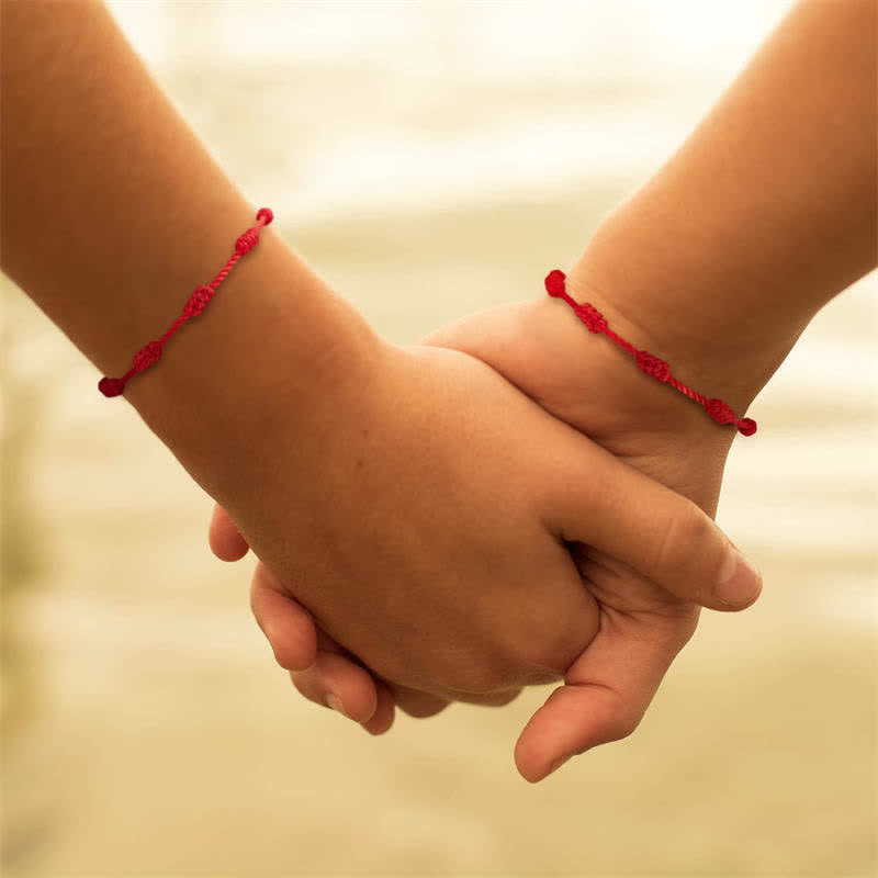 Buddha Stones 4Pcs Evil Eye Seven Knot Red String Protection Bracelet - image 4