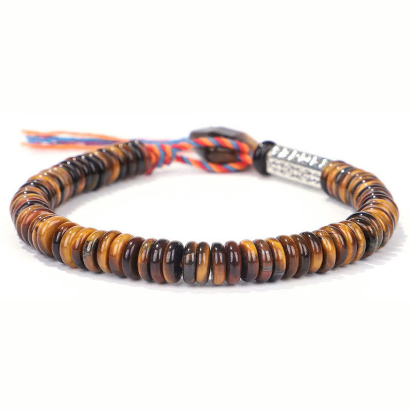 Buddha Stones Tibetan Tiger Eye Om Mani Padme Hum Protection Power Bracelet - image 10