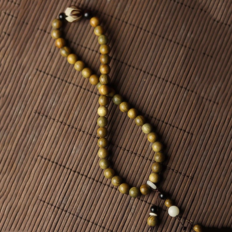 Buddha Stones Green Sandalwood Bodhi Seed Lotus Soothing Double Wrap Bracelet - image 6