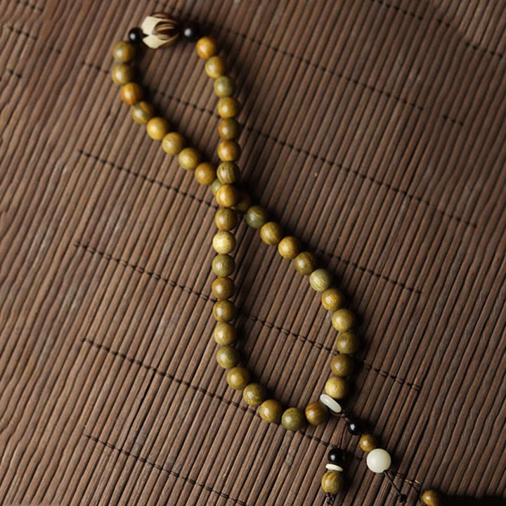 Buddha Stones Green Sandalwood Bodhi Seed Lotus Soothing Double Wrap Bracelet - image 6