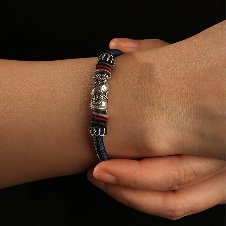 Buddha Stones Handmade 925 Sterling Silver Year Of The Dragon Auspicious Dragon Luck Rope Bracelet - image 7