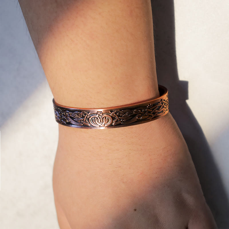 Buddha Stones Viking Birds Magnetic Copper Adjustable Cuff Bracelet Bangle - image 4