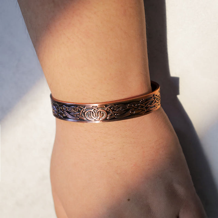 Buddha Stones Viking Birds Magnetic Copper Adjustable Cuff Bracelet Bangle - image 4