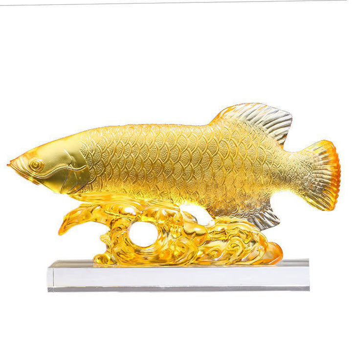 Handmade Liuli Crystal Koi Fish Art Piece Luck Home Office Decoration - image 14