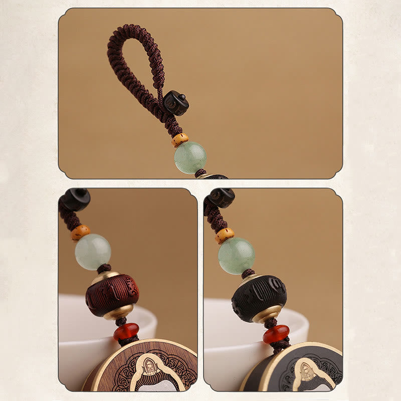 Buddha Stones Ebony Wood Rosewood Buddha Avalokitesvara Om Mani Padme Hum Balance Car Key Chain Decoration - image 24