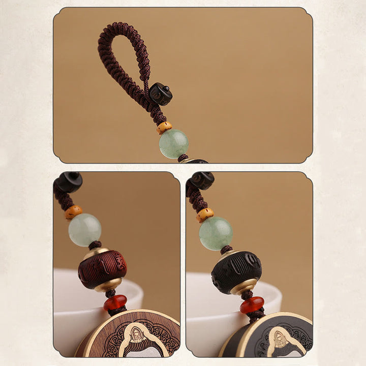 Buddha Stones Ebony Wood Rosewood Buddha Avalokitesvara Om Mani Padme Hum Balance Car Key Chain Decoration - image 24