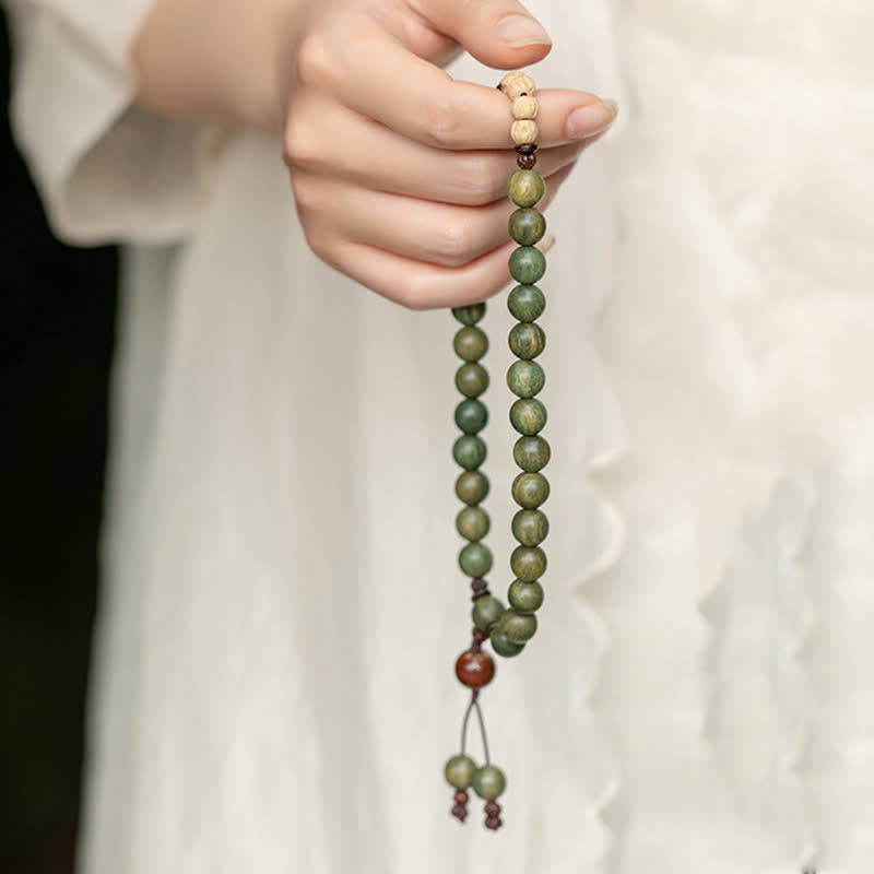 Buddha Stones Green Sandalwood Positive Peace Bracelet - image 10