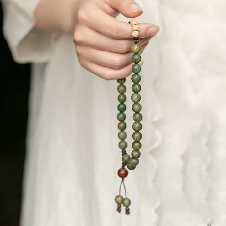 Buddha Stones Green Sandalwood Positive Peace Bracelet - image 10