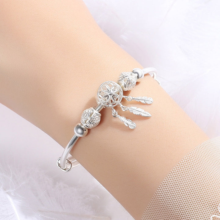 Buddha Stones Tibetan White Copper Blessing Dream Catcher Charm Bracelet - image 3