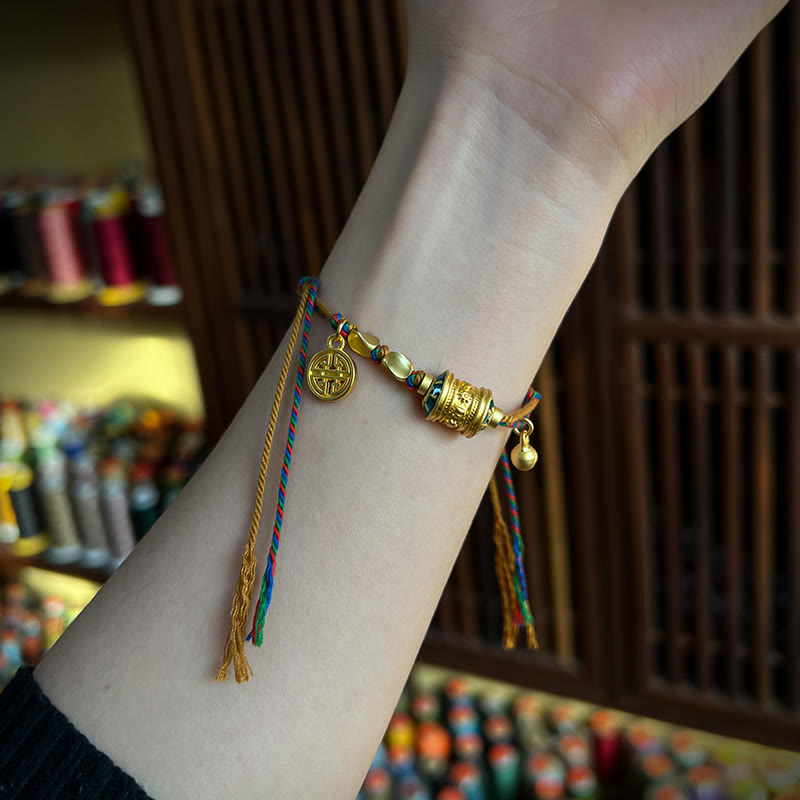 Buddha Stones Tibetan Handmade Om Mani Padme Hum Prayer Wheel Protection Strength String Bracelet - image 4