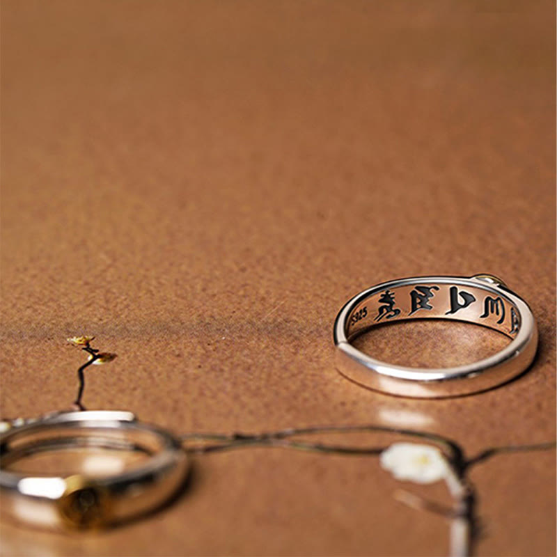 Buddha Stones Tibetan Om Mani Padme Hum Carved Chinese Zodiac Natal Buddha Peace Ring - image 36
